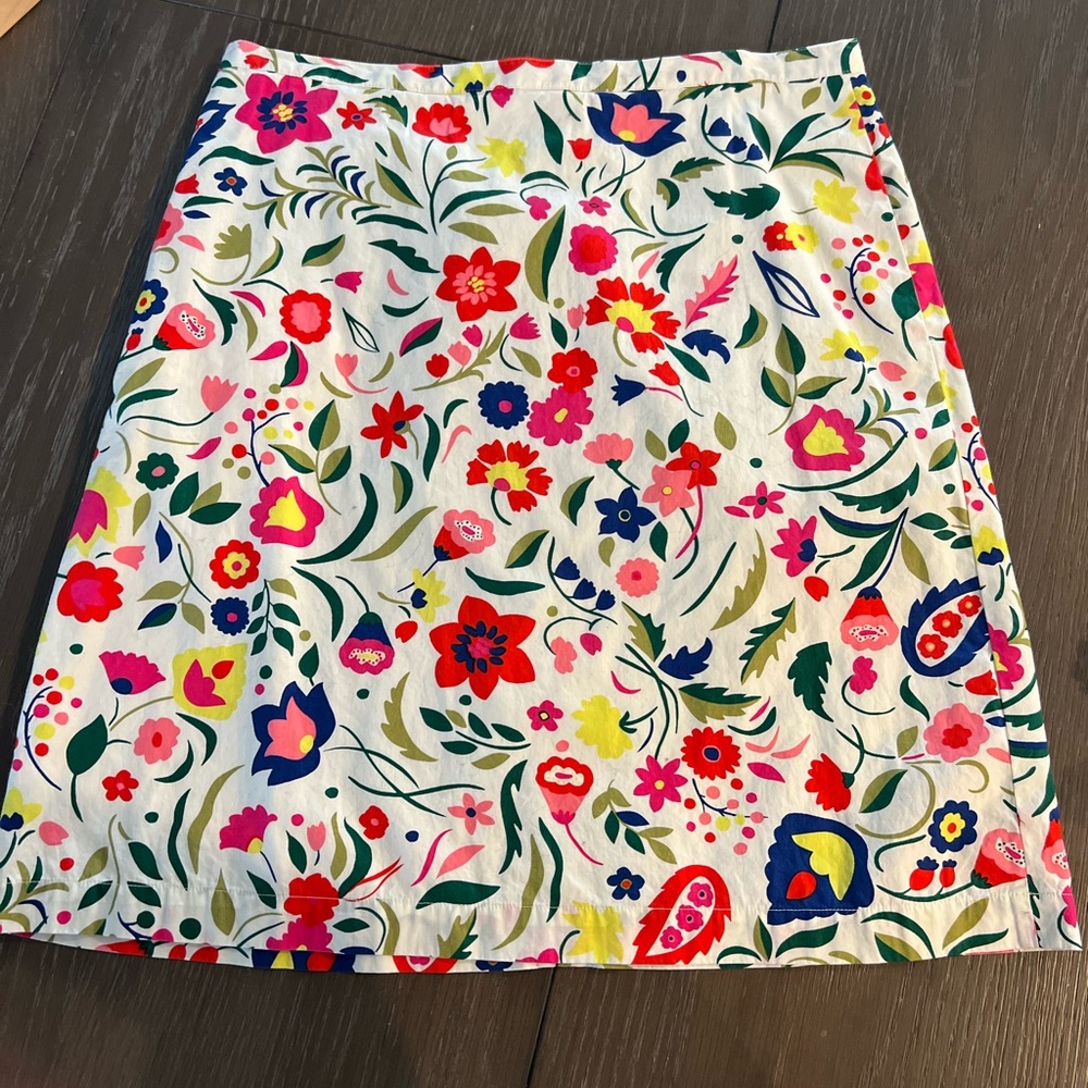 EUC Boden cotton Francesca bright floral A-line skirt w/pockets 14R US